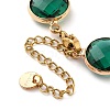 Green Glass Link Chain Bracelets BJEW-B075-01-3