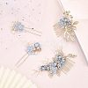Bridal Alloy Rhinestone Hair Combs & Hair Forks Set PHAR-WH0015-06G-4