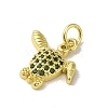 Real 18K Gold Plated Brass Pave Green Cubic Zirconia Pendants KK-M283-07E-03-2