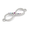 Brass Micro Pave Colorful Cubic Zirconia Infinity Connector Charms KK-Q028-65P-2