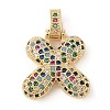 Brass Micro Pave Cubic Zirconia Pendants ZIRC-P121-01G-X-1