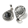 Natural Black Silk Stone Pendants G-Q158-05P-11-2