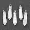 Bullet Natural White Jade Pointed Pendants G-E332-C27-2