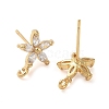 Brass Micro Pave Cubic Zirconia Studs Earring Findings KK-K364-03G-2