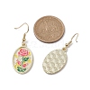 Golden Alloy Enamel Oval Dangle Earring EJEW-JE05711-3