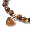 Natural Tiger Eye Round Beaded Stretch Bracelets BJEW-JB09727-04-3