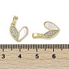 Brass Pave Natural Shell Heart Charms KK-Z078-20G-3