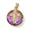 Brass Micro Pave Cubic Zirconia with Glass Pendents KK-Q815-01G-07-1