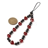 Round Natural Lava Rock & Heart Glass Beaded Mobile Straps HJEW-TA00027-3
