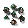 7Pcs 7 Styles Transparent Resin Polyhedral Dice Pendants Set RESI-A029-01R-1