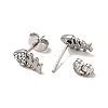 Rhinestone Fishbone Stud Earrings with 316 Surgical Stainless Steel Pins EJEW-A081-13P-02-2
