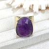 Oval Brass with Natural Amethyst Cuff Rings FS-WG8D200-08-1