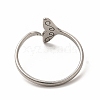 201 Stainless Steel Whale Tail Open Cuff Ring for Women RJEW-K239-01P-1-2