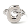 Initials Brass Open Cuff Ring for Women RJEW-N046-02G-P-2