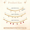 3Pcs 3 Styles Alloy Enamel Flower Cherry Apple Strawberry Charm Alloy Bag Decorative Chains AJEW-CN0006-07-2