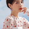 Enamel Mushroom Dangle Stud Earrings JE987A-3