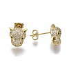 Brass Micro Pave Cubic Zirconia Stud Earrings EJEW-T046-008G-NF-3