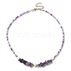 3Pcs 3 Style Dyed Natural Mixed Gemstone Chips & Shell Heart & Pearl Beaded Necklaces Set NJEW-JN04354-2