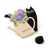 Black Cat & Flower Enamel Pins JEWB-Z048-09G-01-3