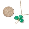 Natural Malaysia Jade Dyed Shamrock Pendant Necklace NJEW-JN05023-02-3