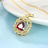 Real 18K Gold Plated Brass Cubic Zirconia Flower Pendant Necklaces NJEW-BB03721-G-4