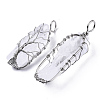 Natural Quartz Crystal Wire Wrapped Pointed Pendants G-T133-P02E-2