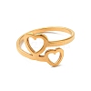 Ion Plating(IP) 201 Stainless Steel Double Heart Finger Ring for Valentine's Day RJEW-G266-10G-1