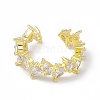 Rack Plating Eco-Friendly Brass Micro Pave Clear Cubic Zirconia Rings RJEW-B025-03G-2