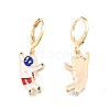 Enamel Spaceman Dangle Leverback Earrings EJEW-N012-91-1