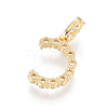 Golden Plated Brass Micro Pave Clear Cubic Zirconia Pendants ZIRC-L093-01C-2