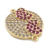 Rack Plating Brass Micro Pave Clear Cubic Zirconia Flat Round Connector Charms KK-A234-040G-01-2