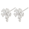 Brass Micro Pave Clear Cubic Zirconia Stud Earring Findings KK-Z099-02P-01-1