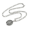 201 Stainless Steel Oval with Virgin Mary Pendant Figaro Chain Necklaces NJEW-C104-03-2