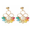 Flower Colorful Glass Beads Dangle Earrings for Girl Women X1-EJEW-TA00010-1