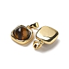 Brass Pave Natural Tiger Eye Square Charms KK-R210-26G-2