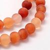 Frosted Natural Red Agate Beads Strands G-F372-6mm-3