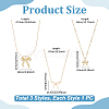 3Pcs 3 Styles Brass & Stainless Steel Bowknot Pendant Necklaces for Women NJEW-UN0001-66-3