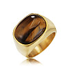 304 Stainless Steel with Natural Tiger Eye Finger Rings for Men FS-WG155DB-10-1