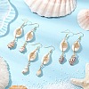 3Pairs Brass & Shell Dangle Earrings EJEW-JE06323-1