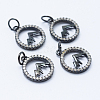 Brass Micro Pave Cubic Zirconia Pendants KK-P133-12B-NR-1