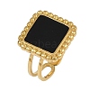 Square 304 Stainless Steel Enamel Finger Rings for Women RJEW-G355-06G-6