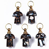 Assembled Synthetic Bronzite and Imperial Jasper Openable Perfume Bottle Pendants G-S366-057F-1