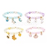 Acrylic Imitation Pearl Stretch Bracelet with Alloy Enamel Charms for Women BJEW-JB08448-1