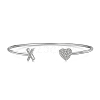 Anti-Tarnish Heart & Letter Rhodium Plated 925 Sterling Silver Micro Pave Cubic Zirconia Cuff Bangles for Women BJEW-C062-01X-P-1