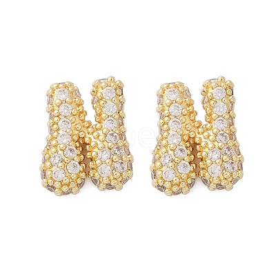 Brass Micro Pave Cubic Zirconia Stud Earrings EJEW-Z091-04G-N-1