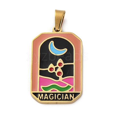 Ion Plating(IP) 304 Stainless Steel Enamel Pendants STAS-Q003-01G-024-1