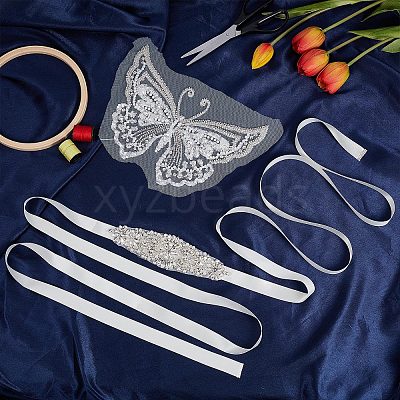 1Pc 3D Butterfly Polyester Computerized Embroidery Appliques for Wedding Dress DIY-GF0006-64-1