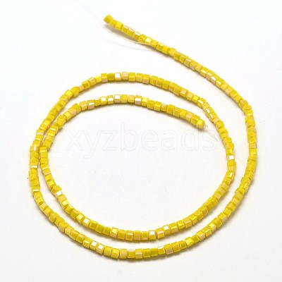 Faceted Cube Full Rainbow Plated Electroplate Glass Beads Strands EGLA-J133-FR10-1