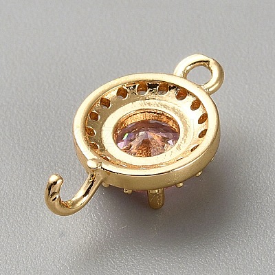 Light Gold Plated Brass Pave Cubic Zirconia Connector Charms KK-CJC0001-41KCG-03-1