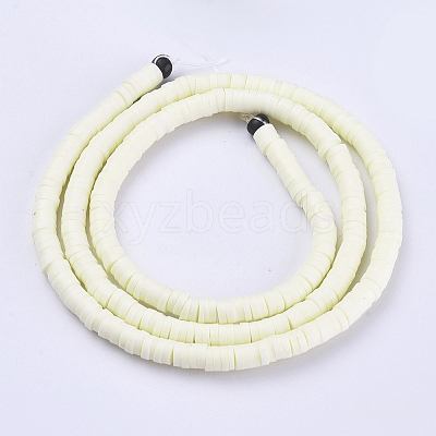 Flat Round Handmade Polymer Clay Bead Spacers CLAY-R067-4.0mm-21-1